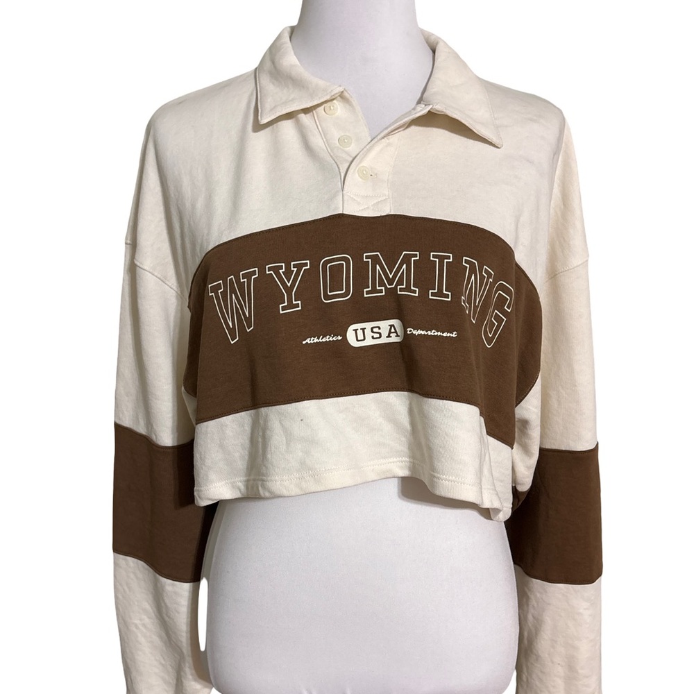 H&M Women's Cream Brown Wyoming Crop Top